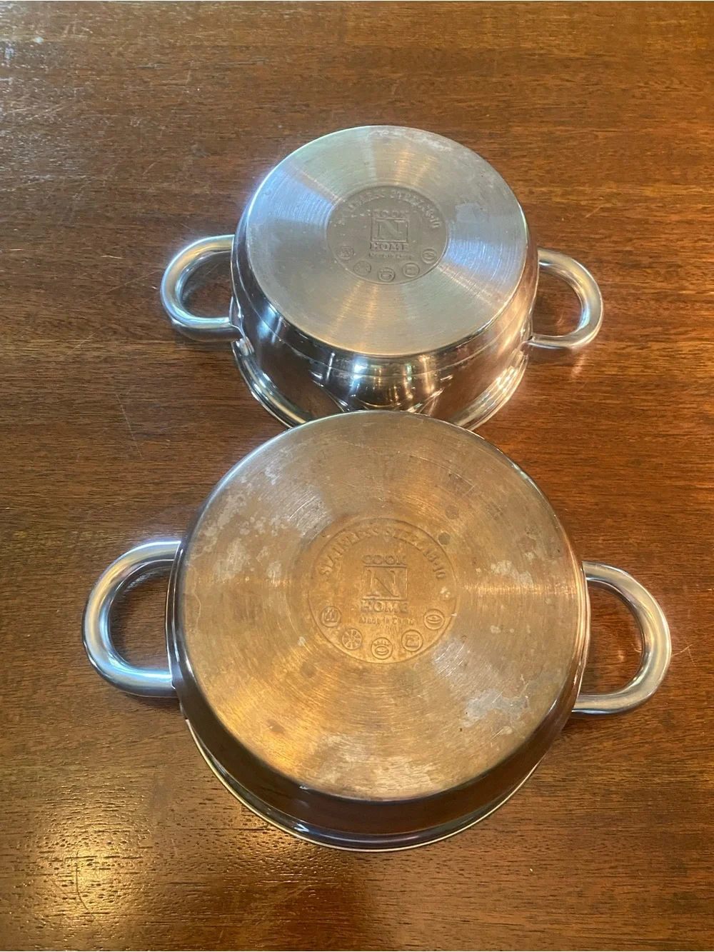 Set of 2 Stainless Steel 18-10 Cook N Home Pots 7” and 8”